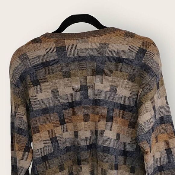 Vtg Jack Leftcourt Mens Sweater Sz XL Pullover Blue Brown Geometrics‎ 80s Preppy - Picture 4 of 13